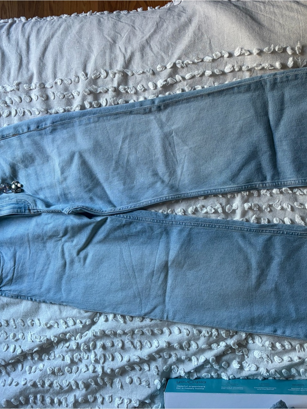 H&M Light Blue Baggy Jeans with Charm Keyring